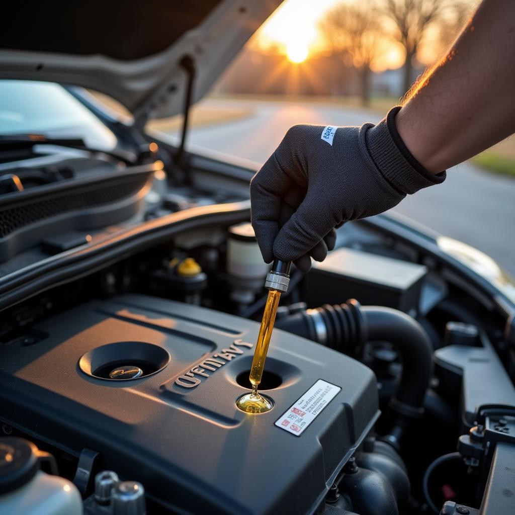 Checking Car Engine Oil