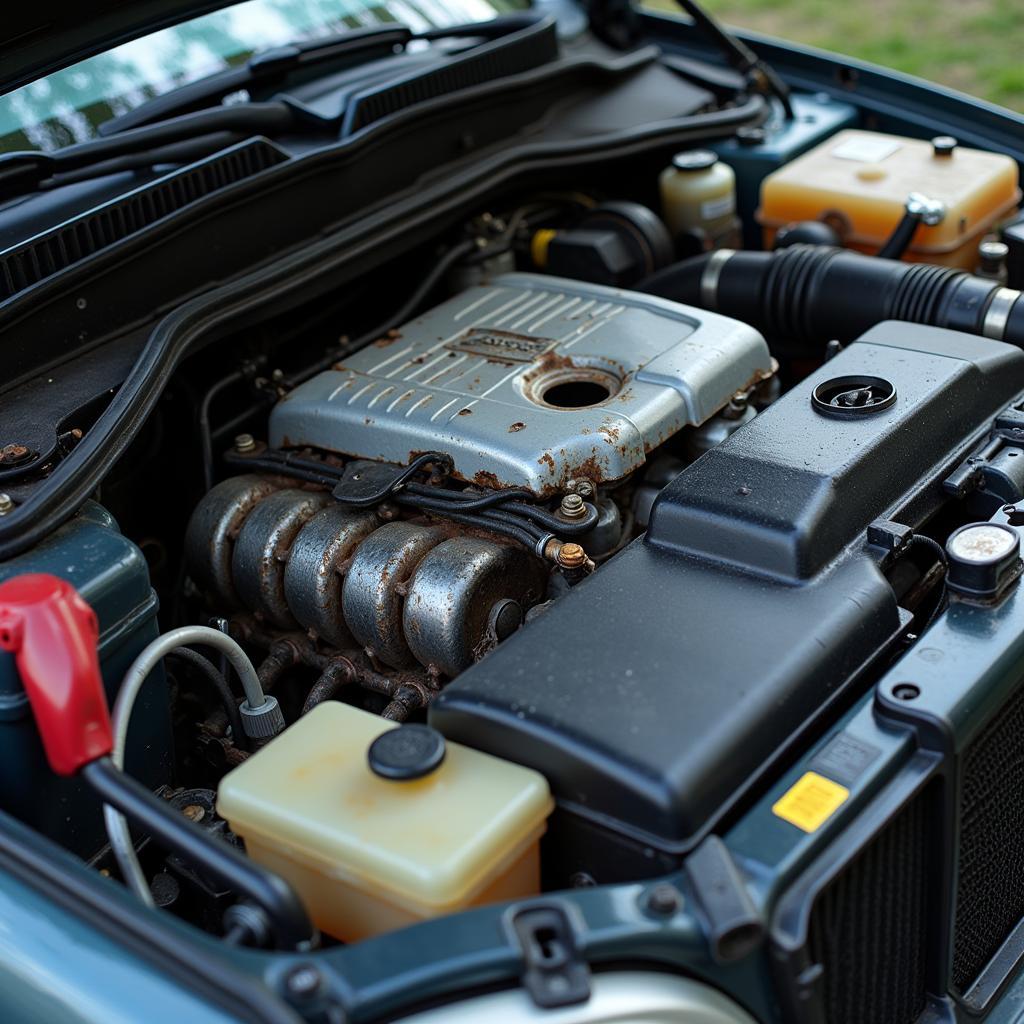 Water Damaged Car Engine