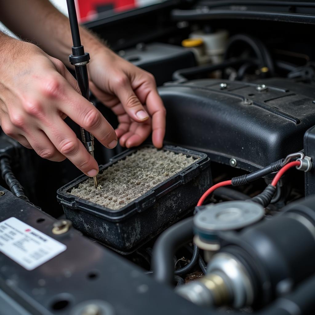 Inspecting a Car Engine for Water Damage