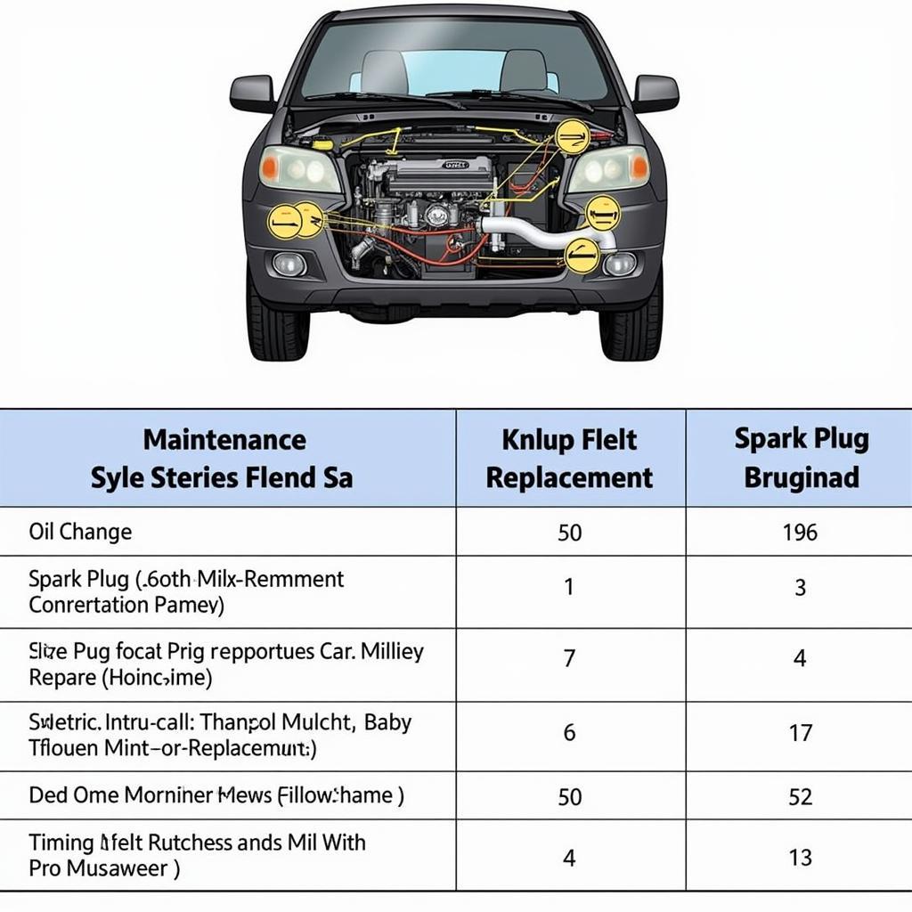 Car Engine Maintenance Schedule Illustration