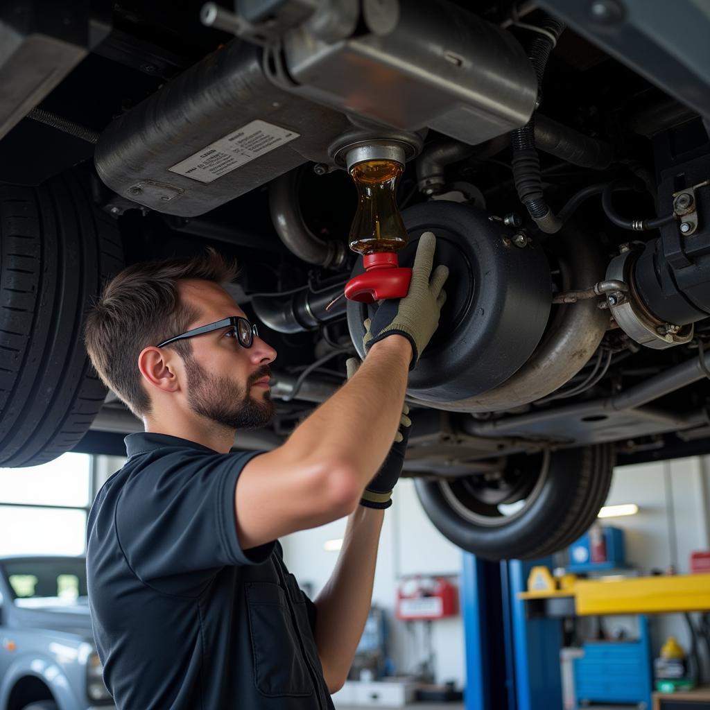 Car engine oil change process