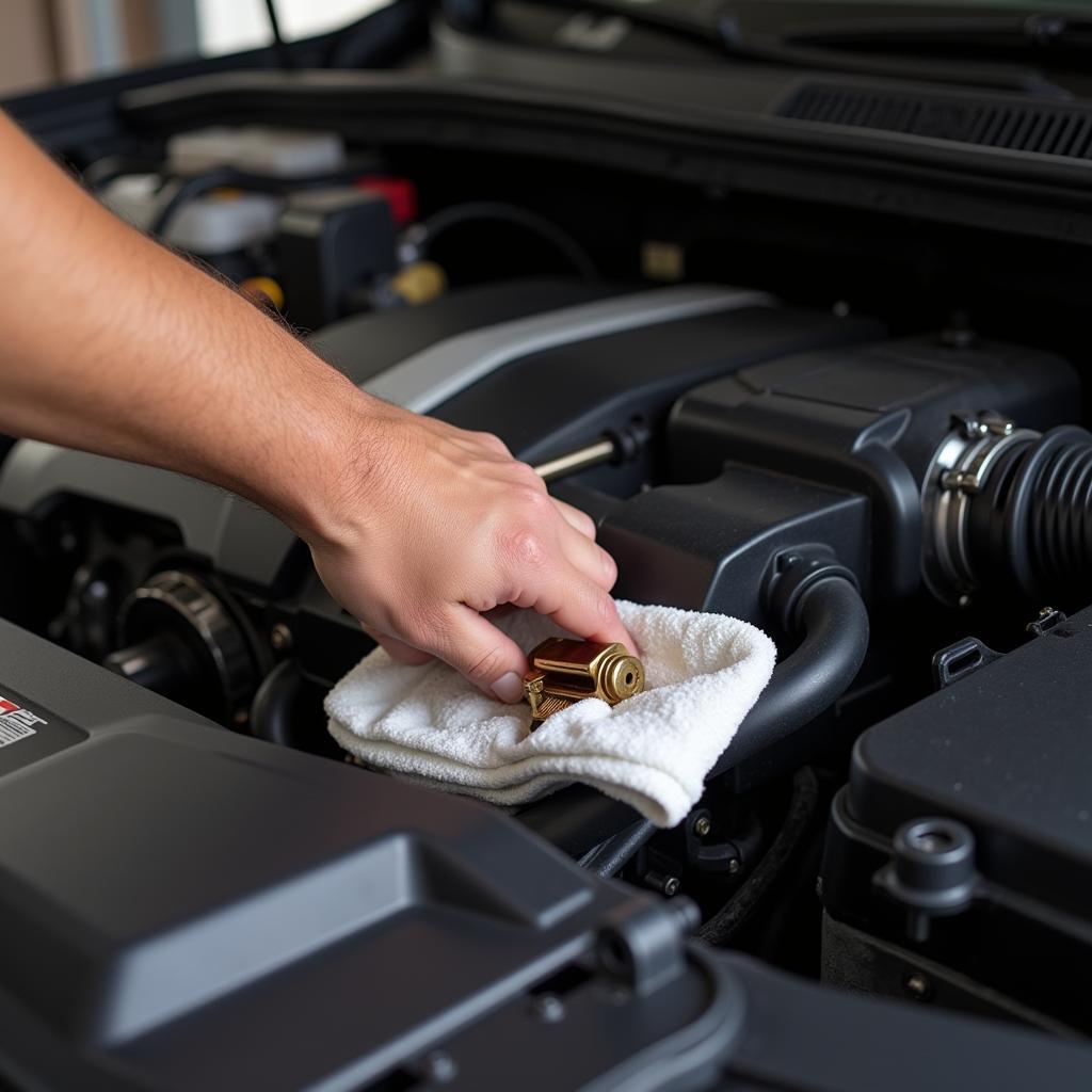 Checking Car Engine Oil