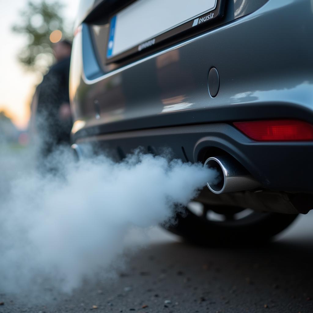 Car exhaust fumes polluting the air - ethanol and air quality