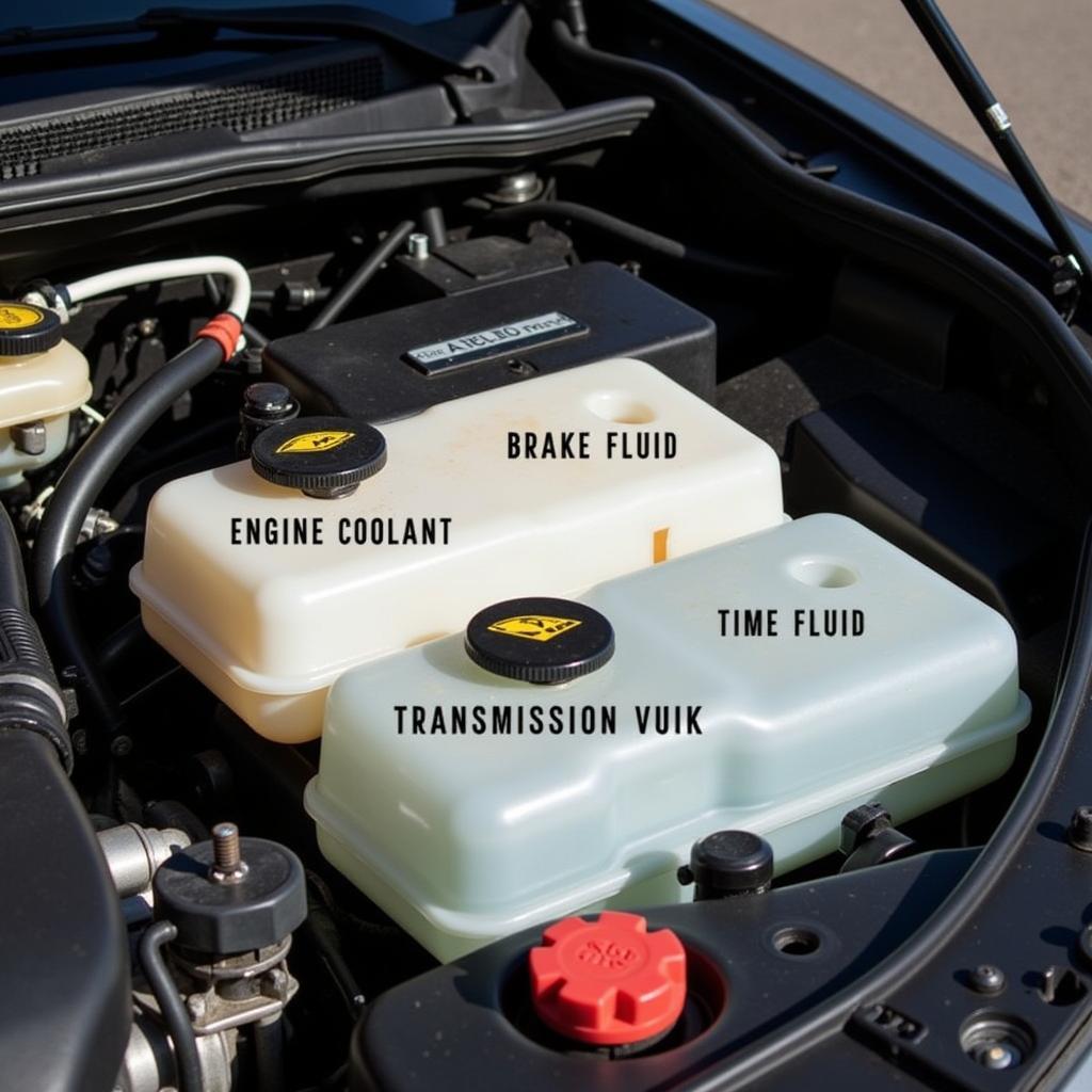 Car fluid reservoirs under the hood