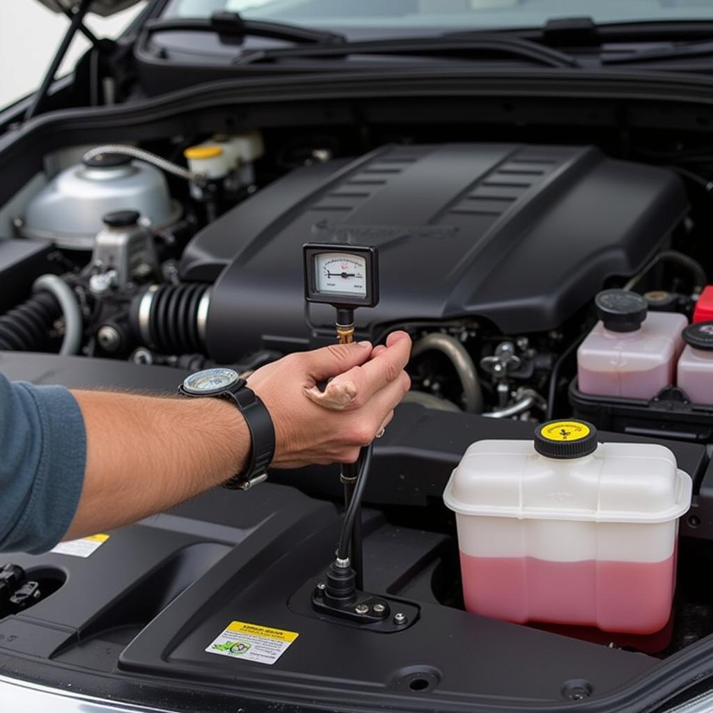 Car maintenance checking fluids