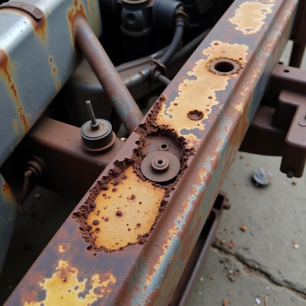 Car Frame With Severe Rust Damage