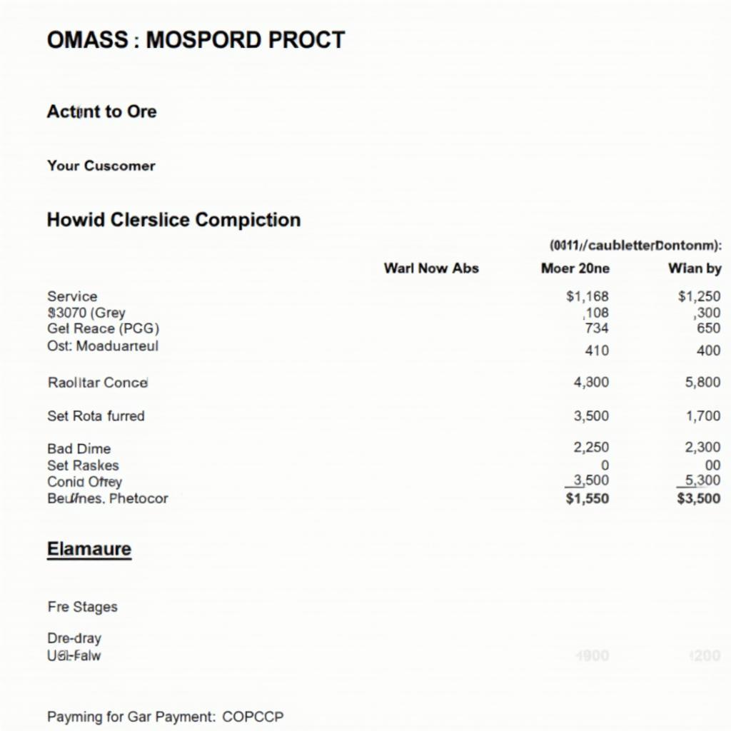 Example car maintenance bill format