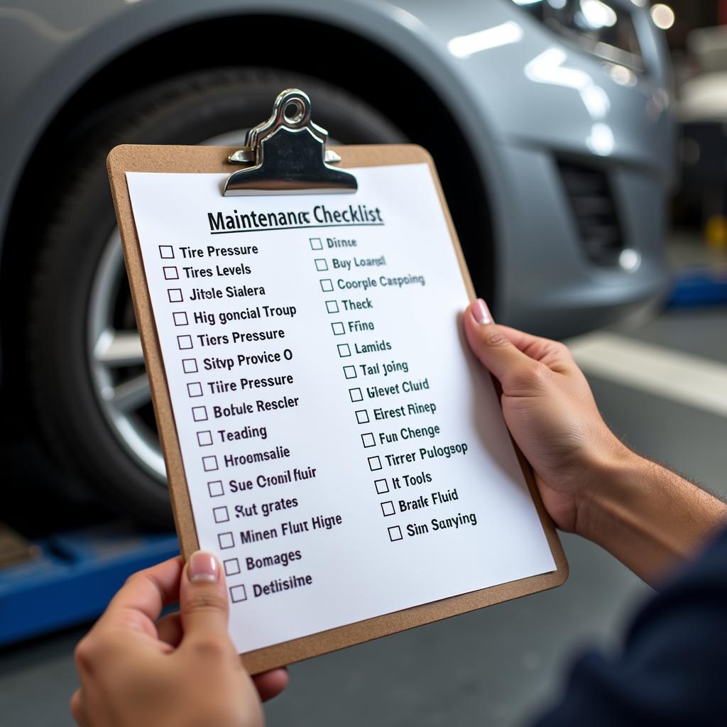 Car Maintenance Checklist on a Clipboard