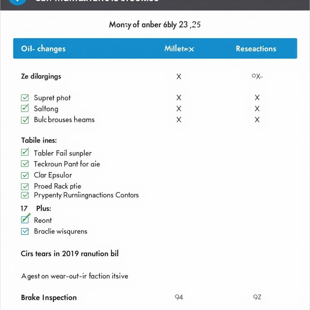 Car Maintenance Checklist