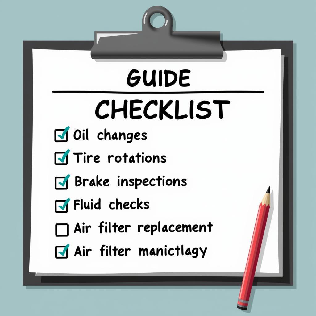 Car maintenance checklist on a clipboard