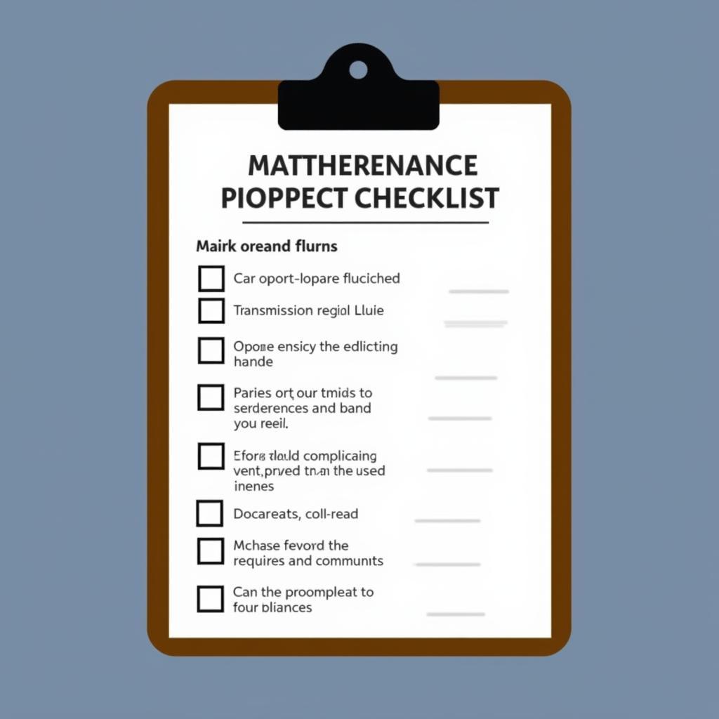 Car maintenance checklist on a clipboard