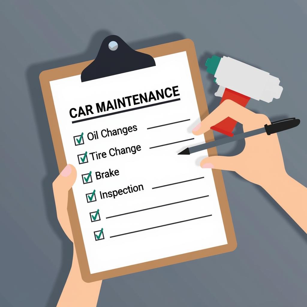 Car maintenance checklist on a clipboard