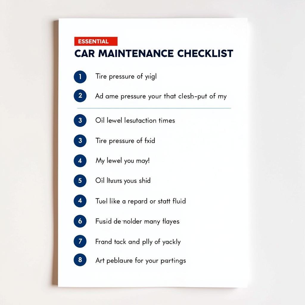 Car maintenance checklist