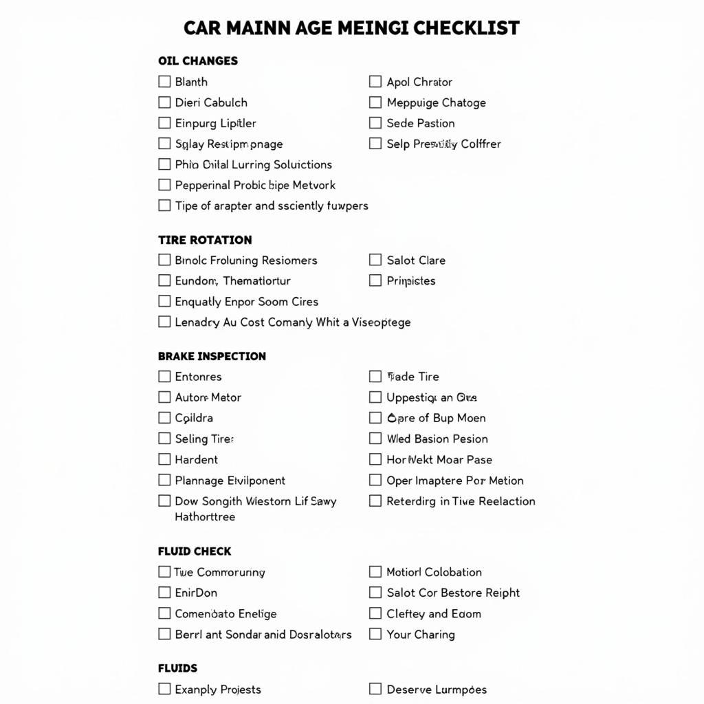  Car Maintenance Checklist