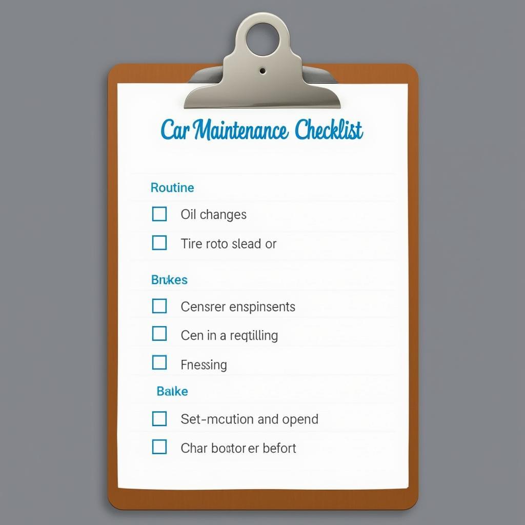 Car maintenance checklist on a clipboard