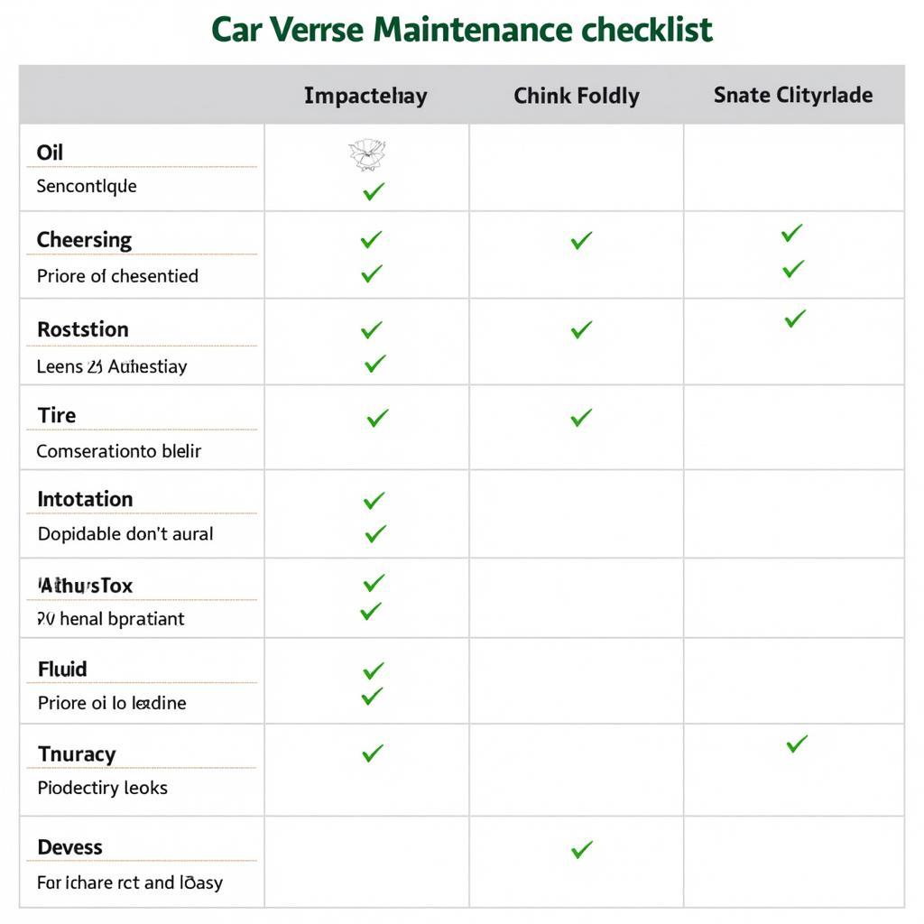 Car Maintenance Checklist