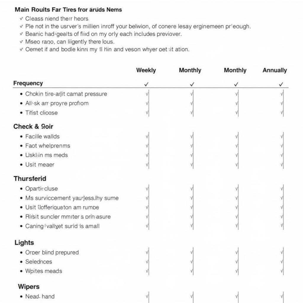 Car Maintenance Checklist