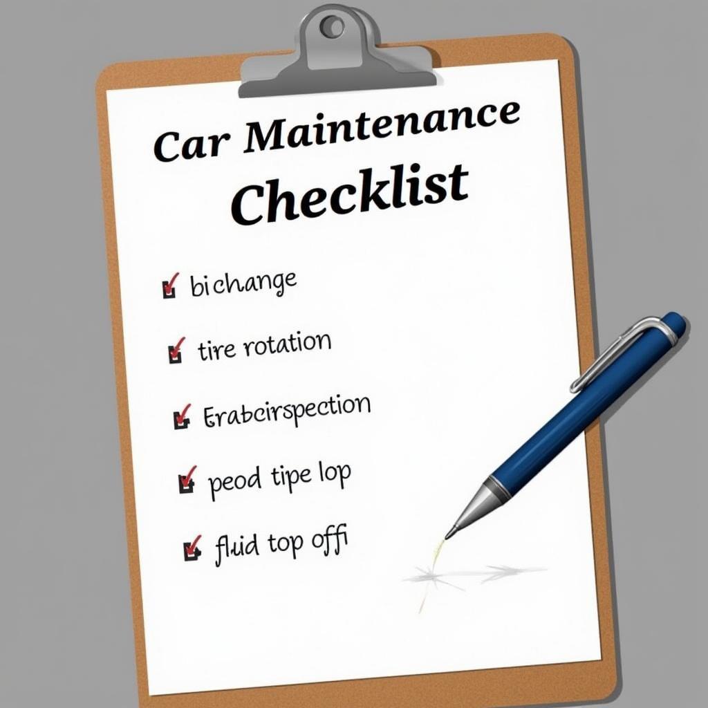 Car maintenance checklist on a clipboard