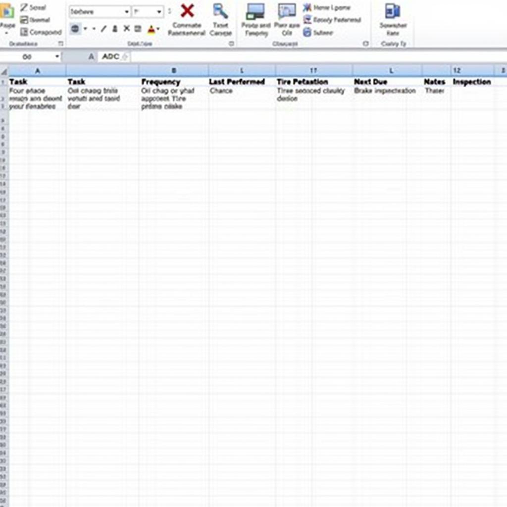 Car Maintenance Checklist Excel Template