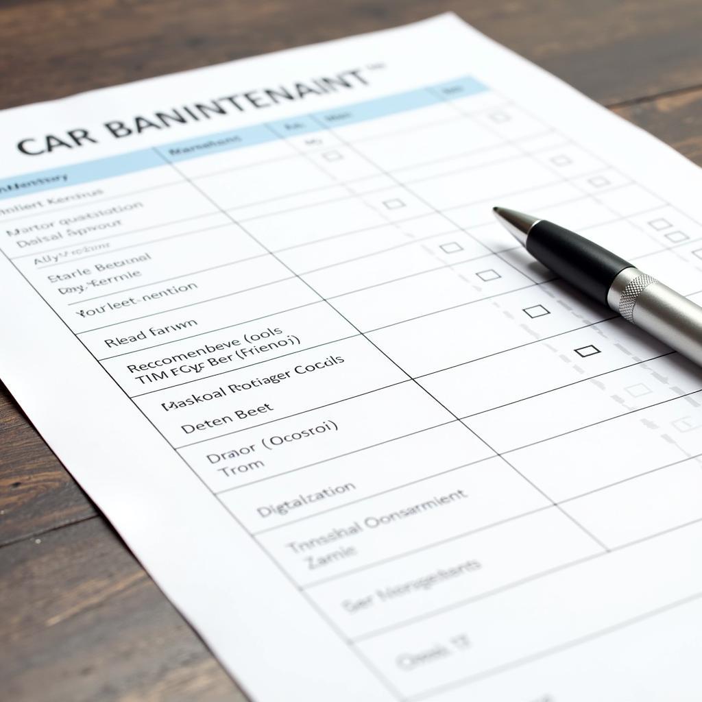 Car Maintenance Checklist Template