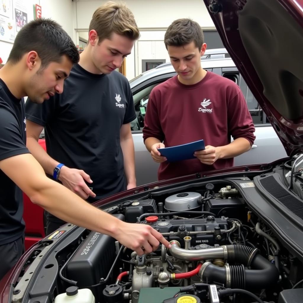 Students Learning Engine Parts in a Car Maintenance Class in NYC