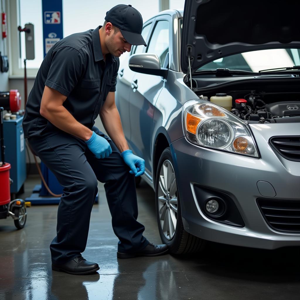 Car undergoing maintenance