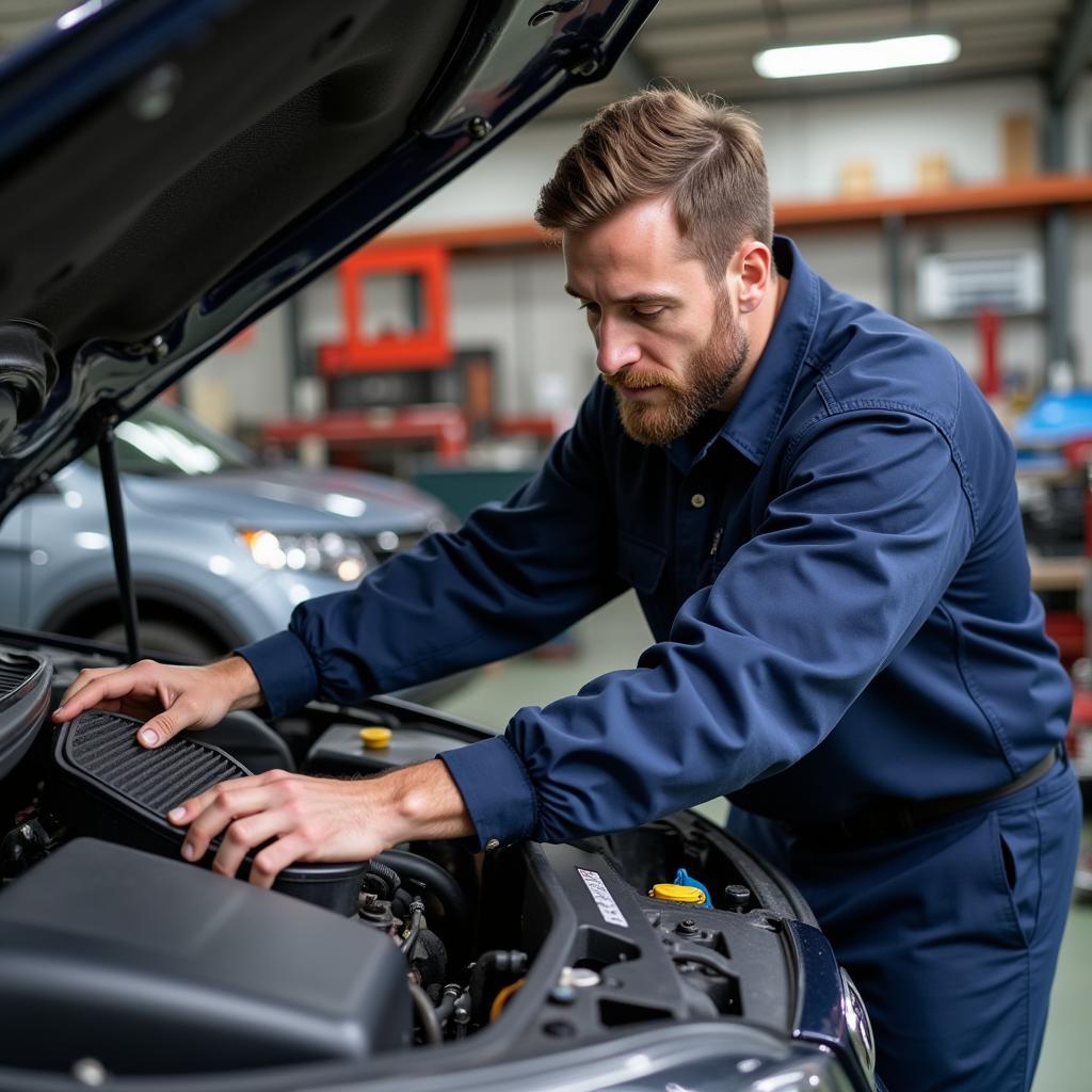 Car Maintenance Being Performed