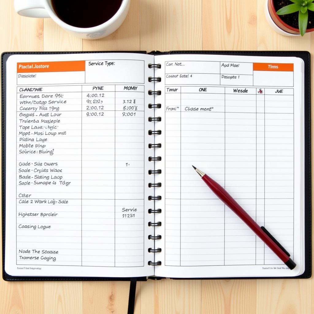 Example of a Car Maintenance Log Book