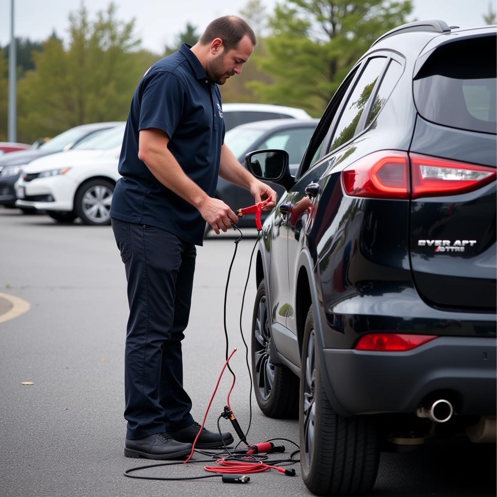 Jump Starting a Car Battery in Newport News