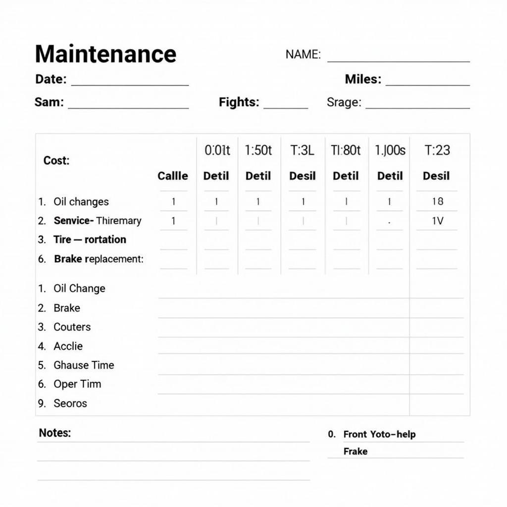 Example of a Car Maintenance Record PDF