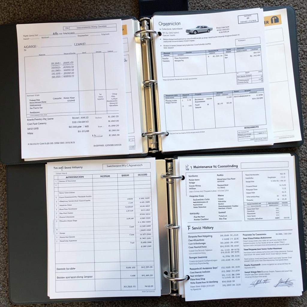 Organized Car Maintenance Records in a Binder