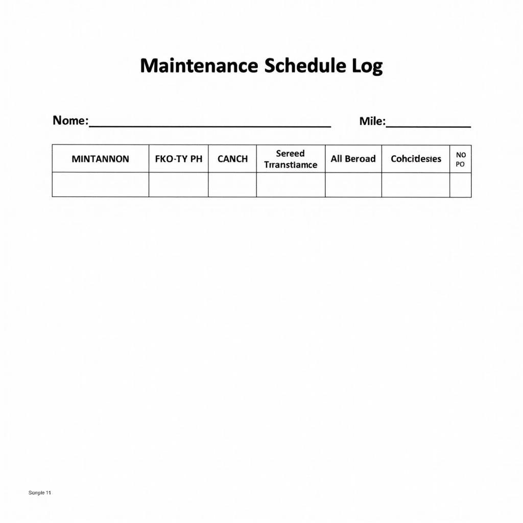 Car Maintenance Schedule Log