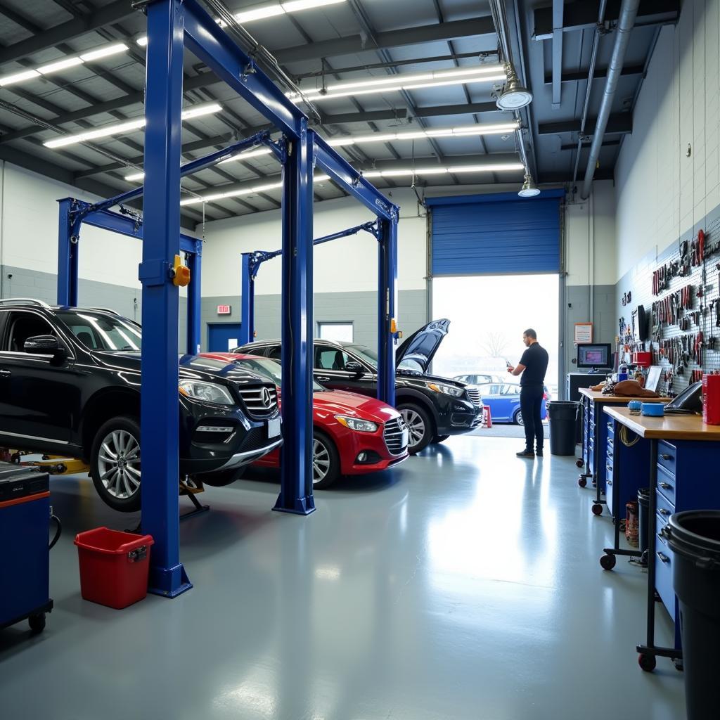 Car maintenance shop interior