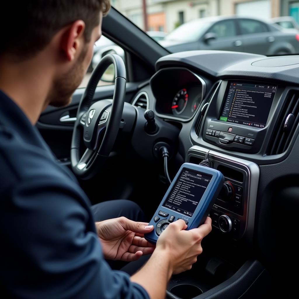 Car Mechanic Performing Diagnosis