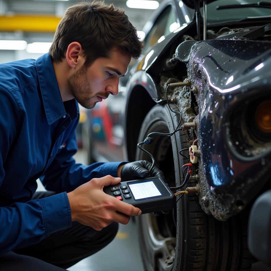 Car Mechanic Performing an Inspection