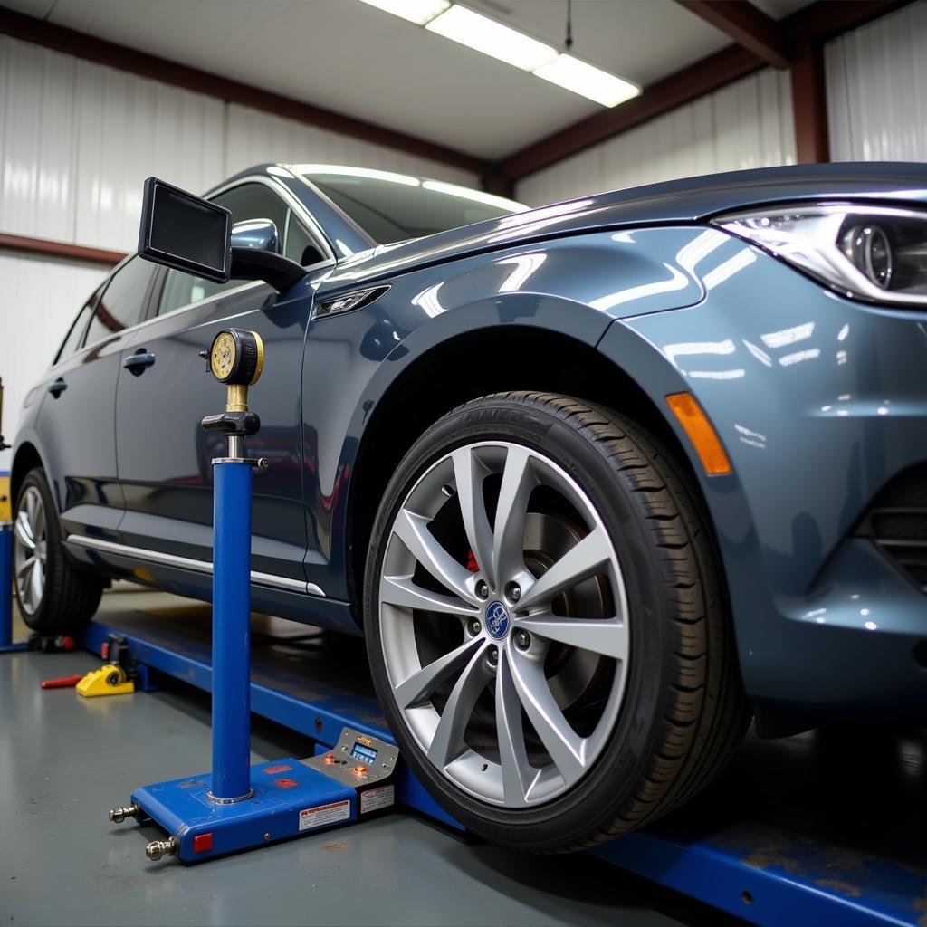 Car on an alignment machine