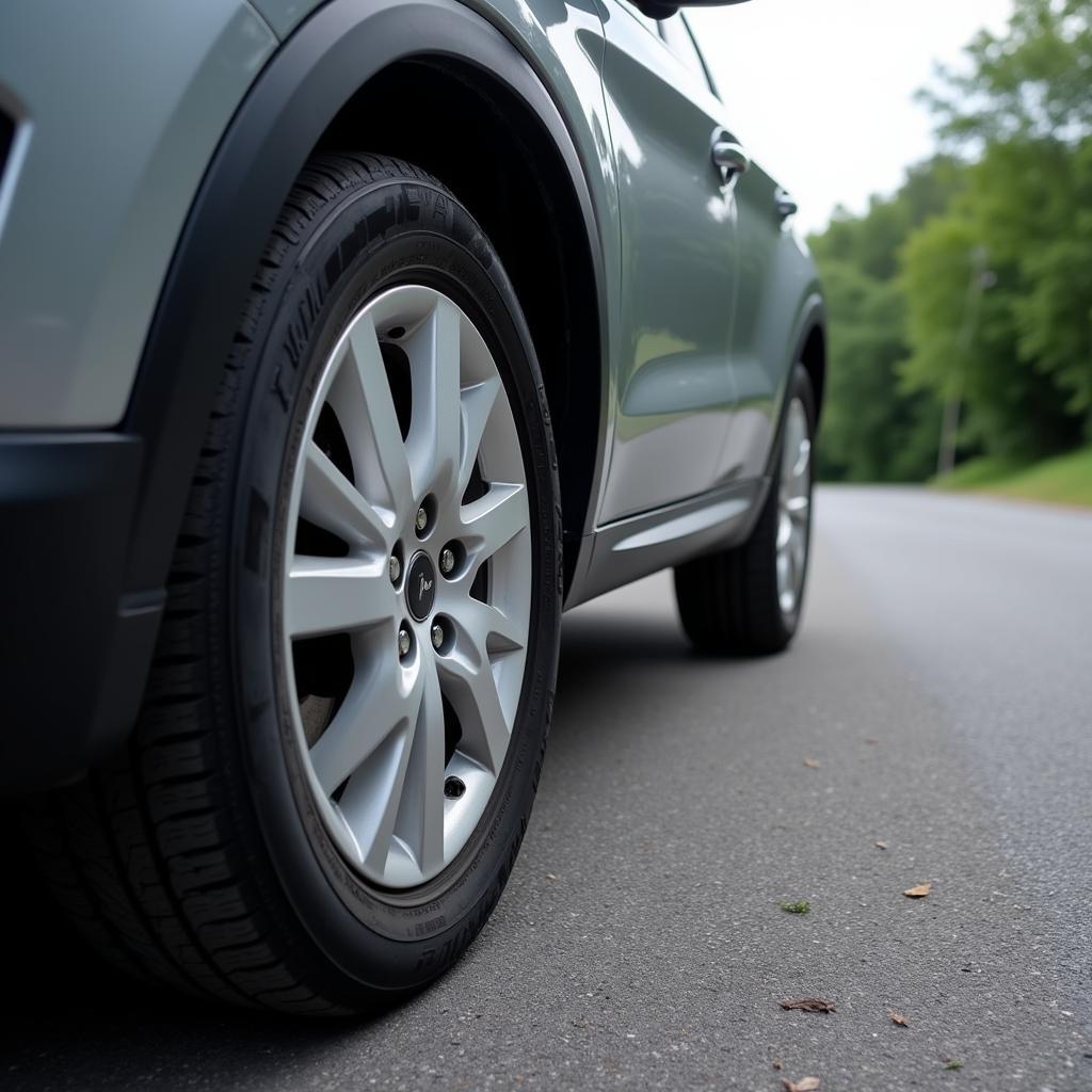 Car with a Flat Tire While Turning