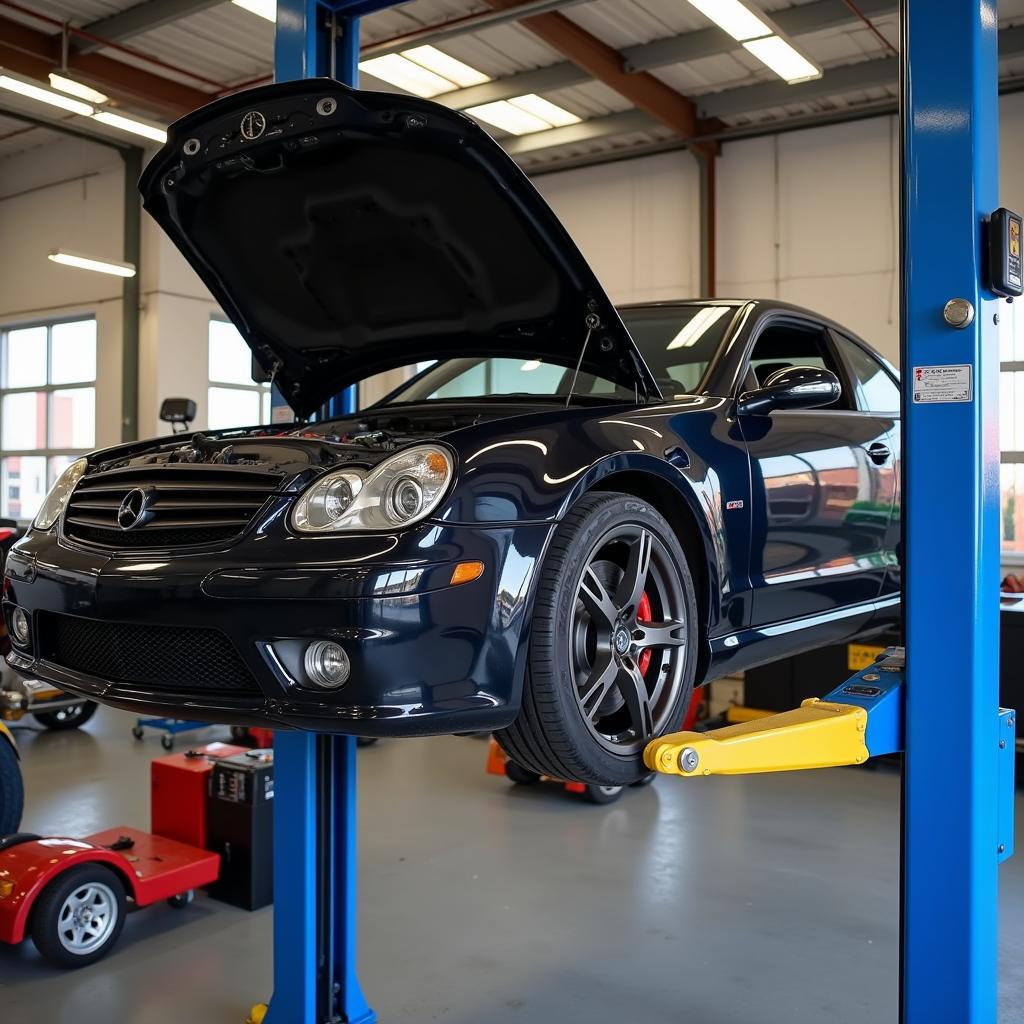 Car on Lift for Control Arm Repair