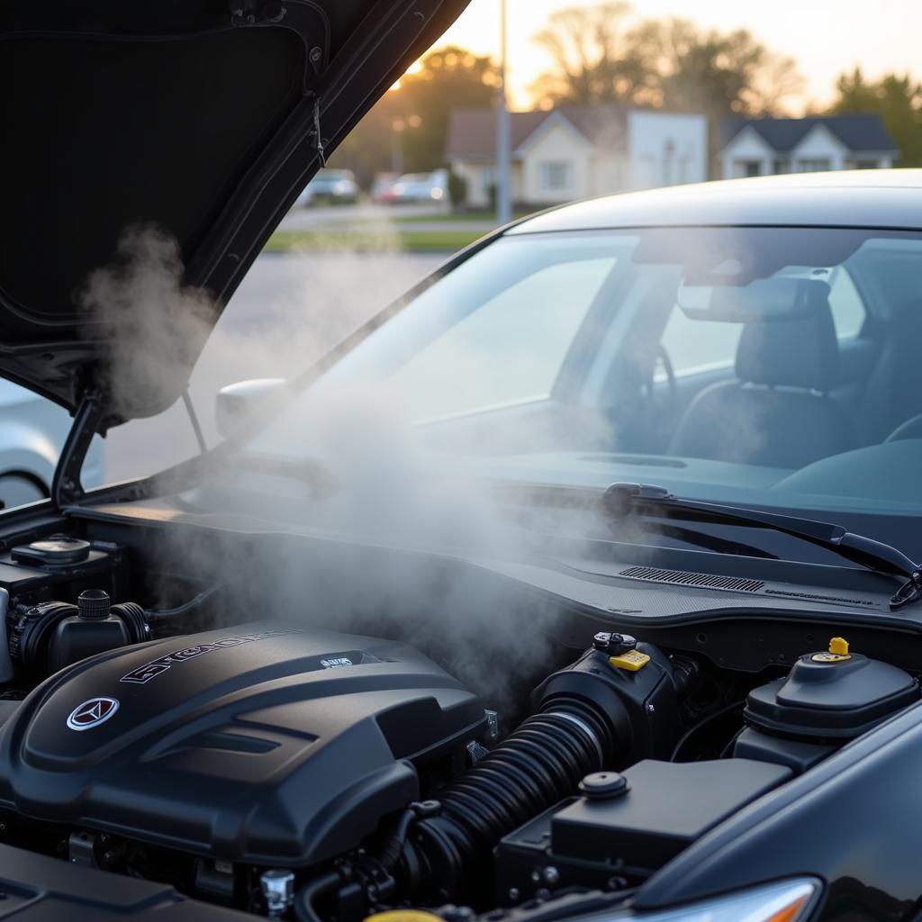 Car overheating with steam