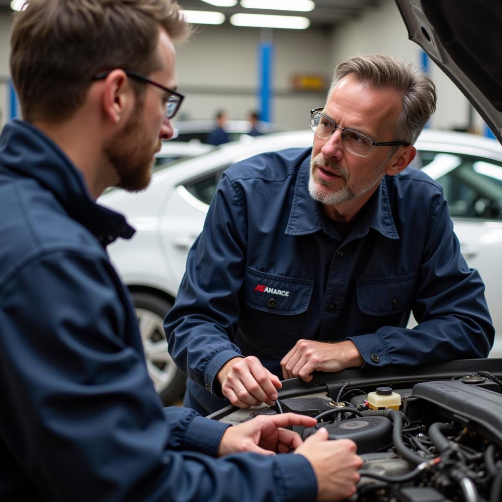 Car Owner and Mechanic Discussing Future Maintenance