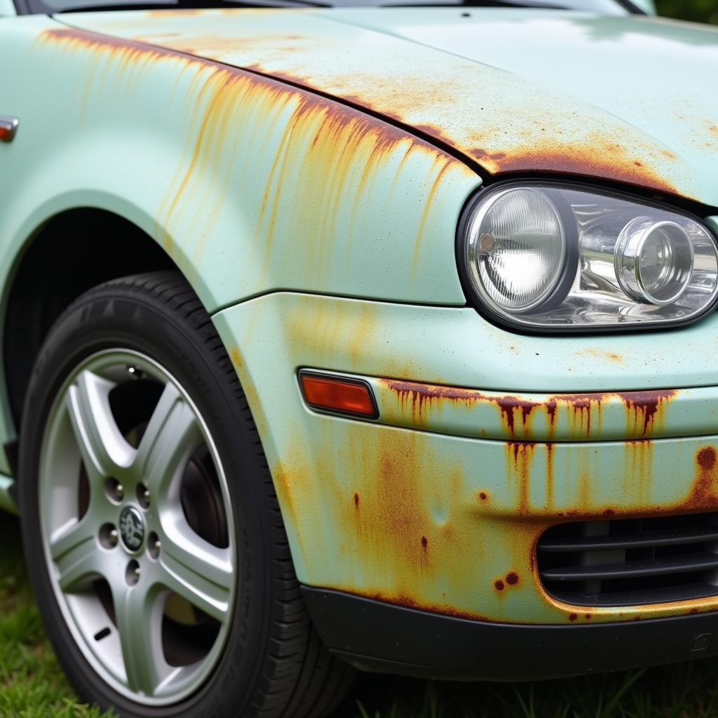 Car Paint Damage from White Moss