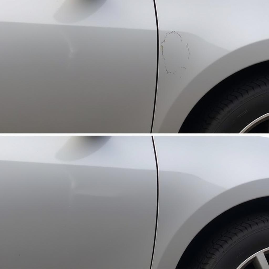 Car paint scrape after repair