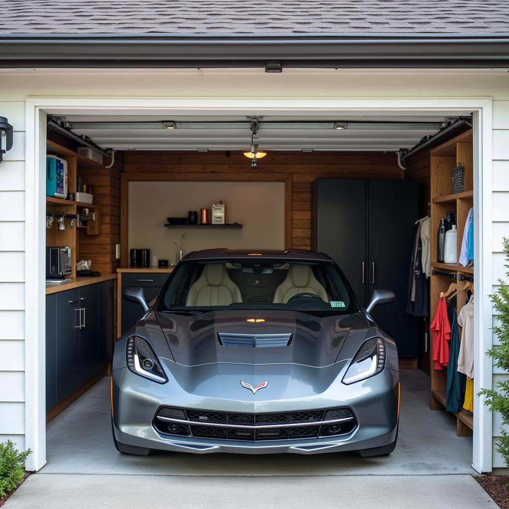 Car parked in a garage to protect it from sun damage