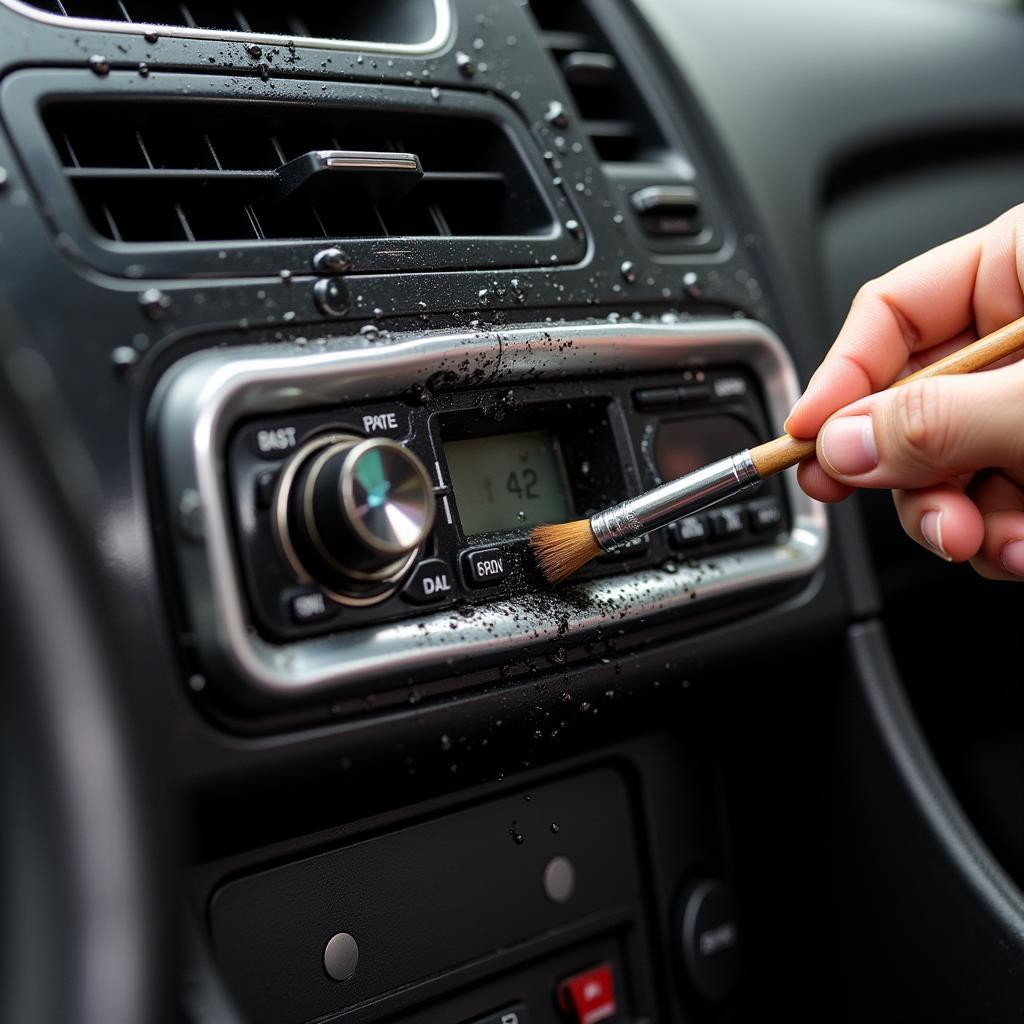 Inspecting a car radio for water damage