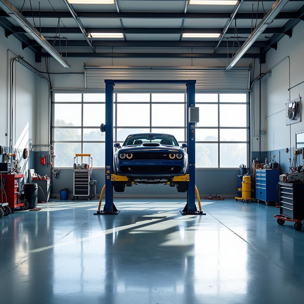 Car repair garage interior