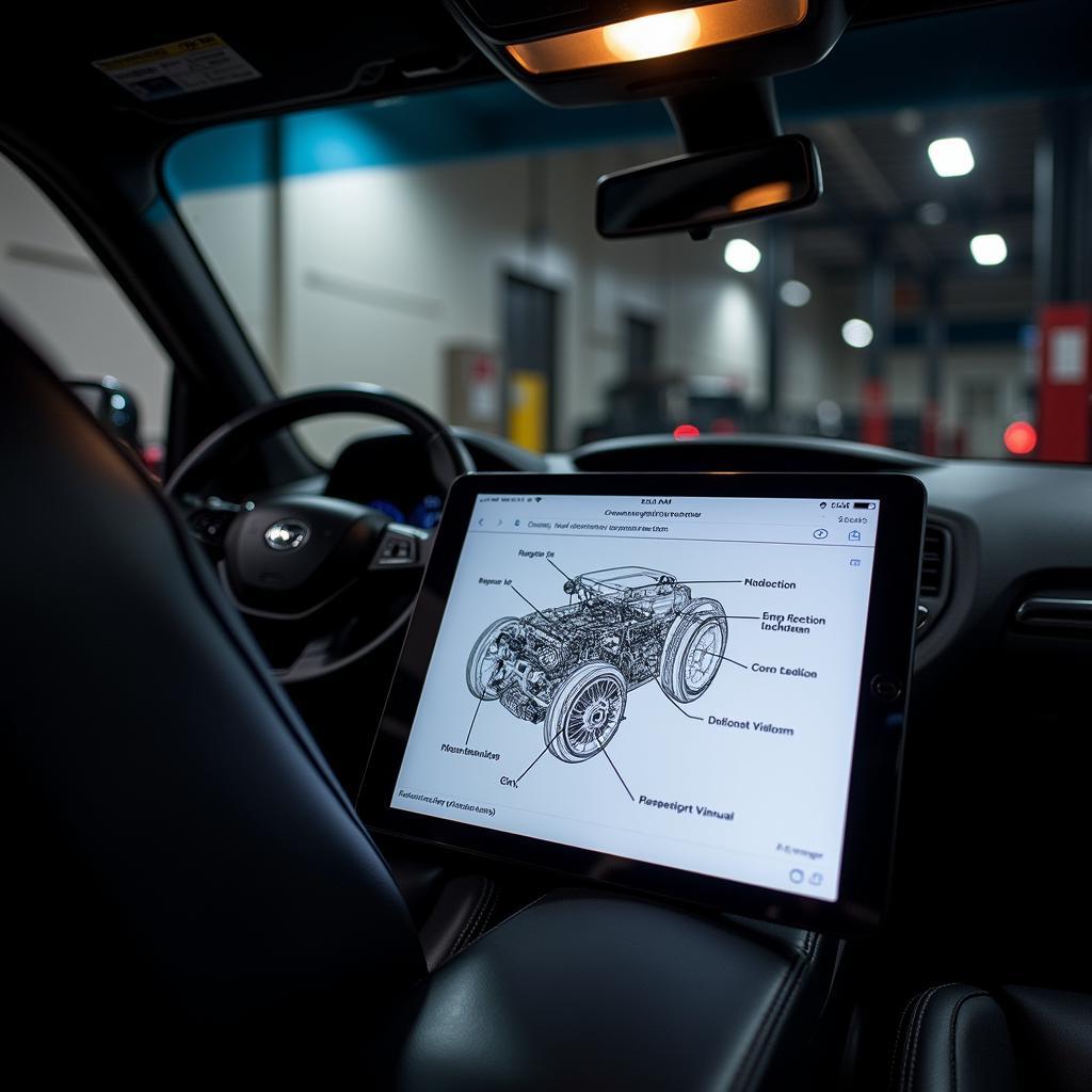 Digital Car Repair Manual on Tablet