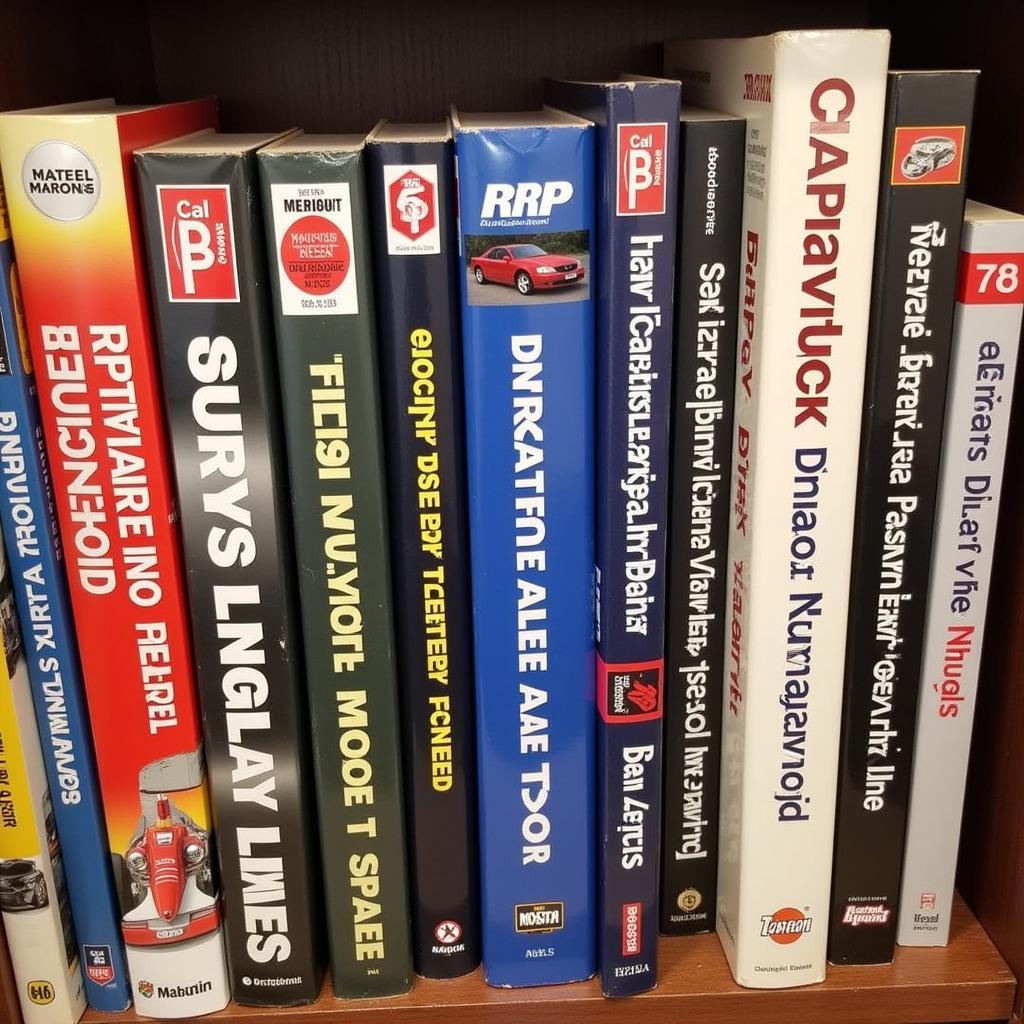 Car Repair Manuals on Shelf