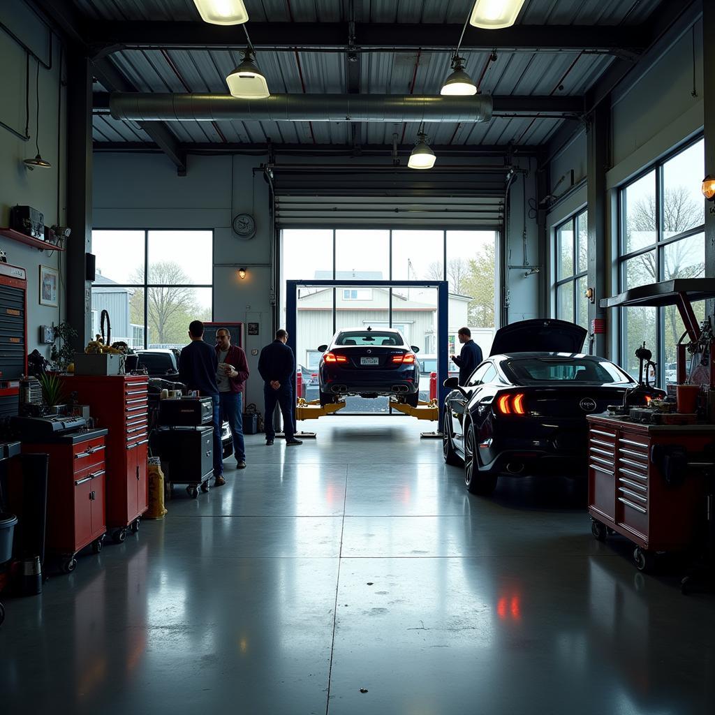 Car repair shop interior