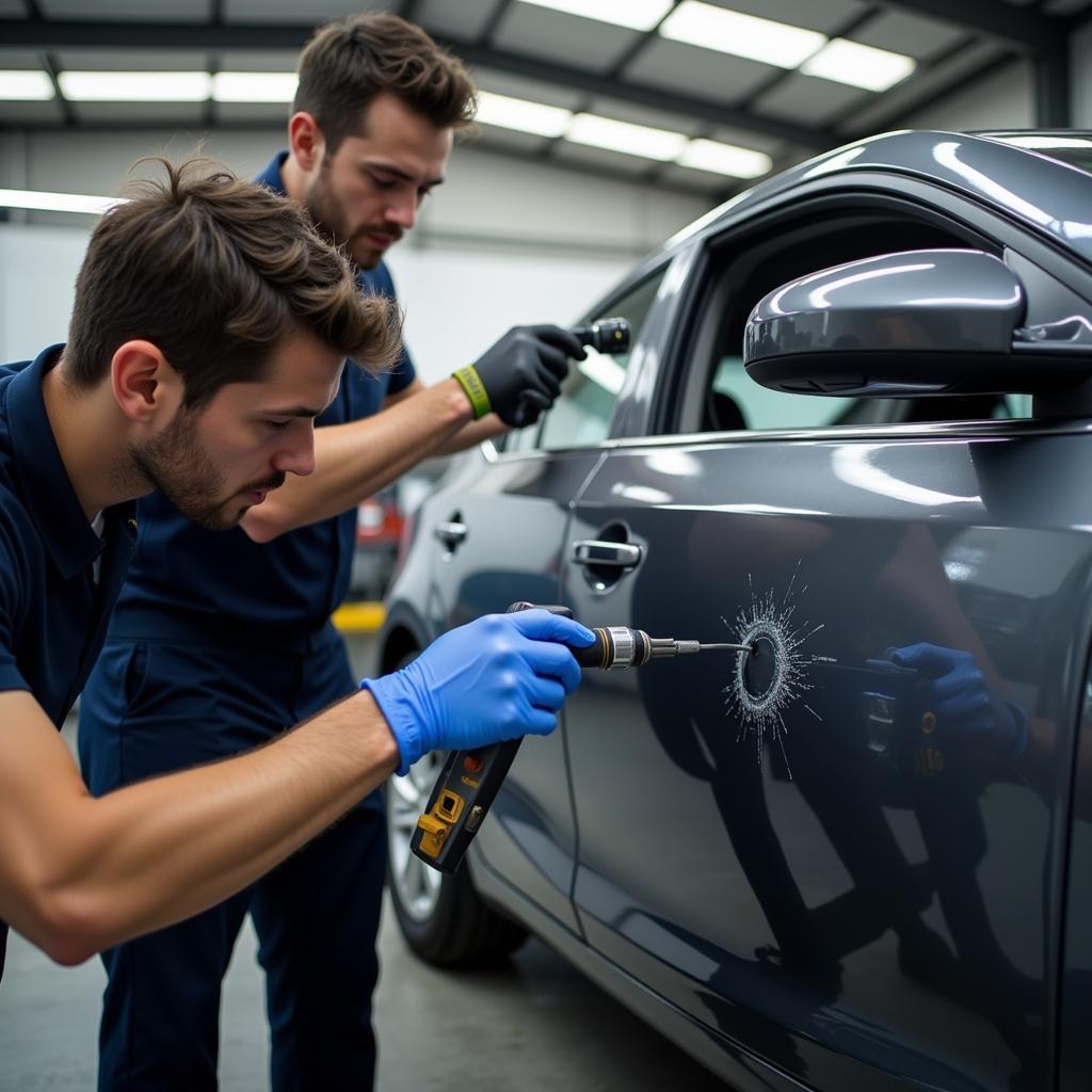 Professional Car Scratch Repair in a Shop