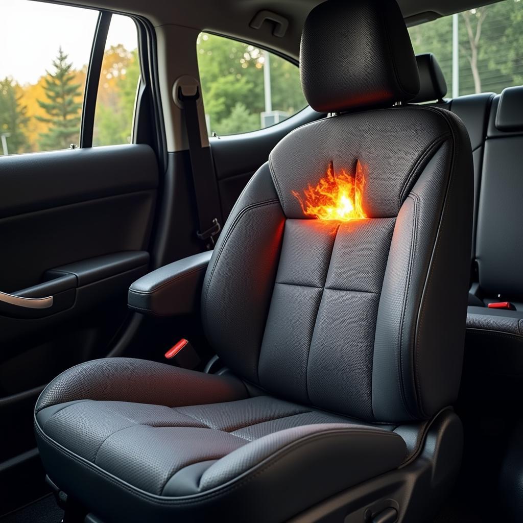 Burn hole in a car seat